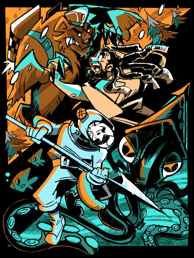 Shirt design for Eyepatchwolf and WoolieVersus's VersusWolves podcast.